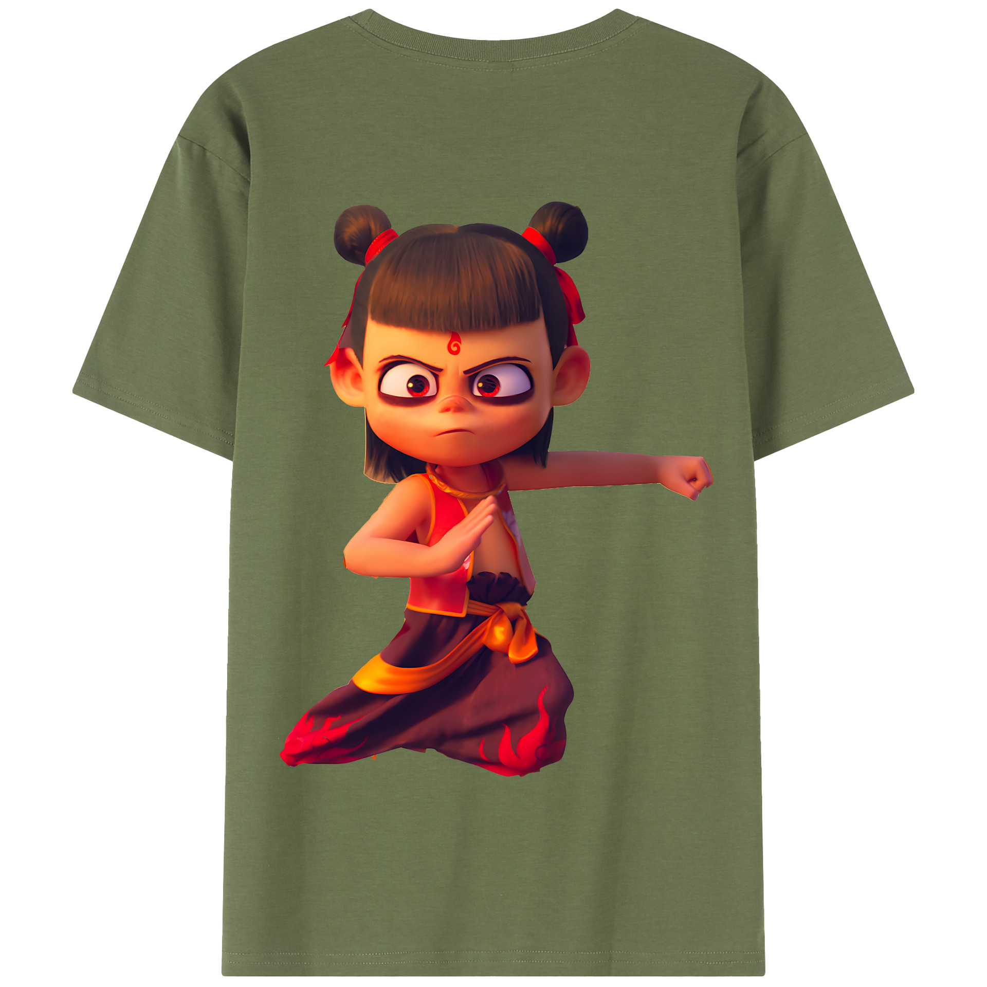 （画像用） Ne Zha 2 ナタ 魔童の大暴れ 綿100％半袖Tシャツ（背面プリント）